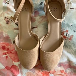 A new Day Target Brand Tan Suede Mary Jane Wedge